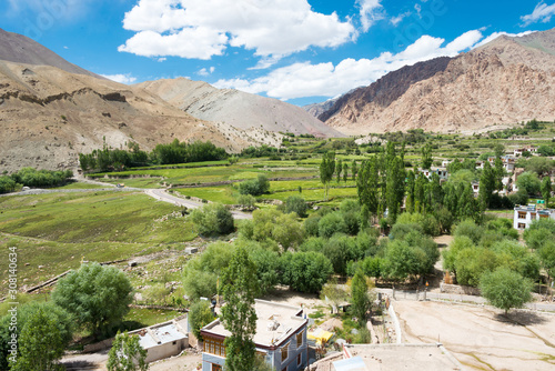 Ladakh, India - Aug 22 2019 - Hemis Shukpachan Village in Sham Valley, Ladakh, Jammu and Kashmir, India.