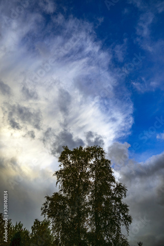 blue sky with clouds, sweden, stockholm, nacka, europe © Mats