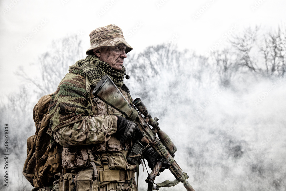 Brutal commando army veteran armed sniper rifle Brutal commando army veteran armed sniper rifle