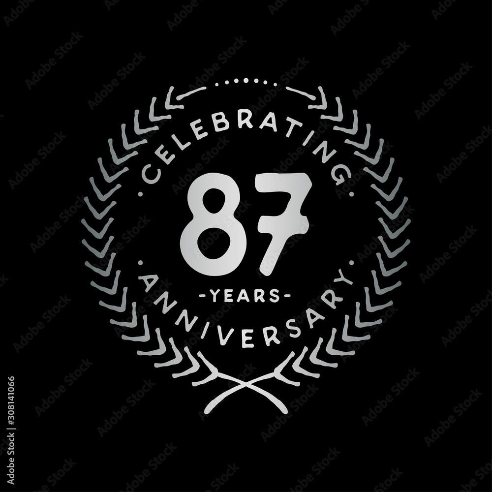 87 years design template. 87th vector and illustration.