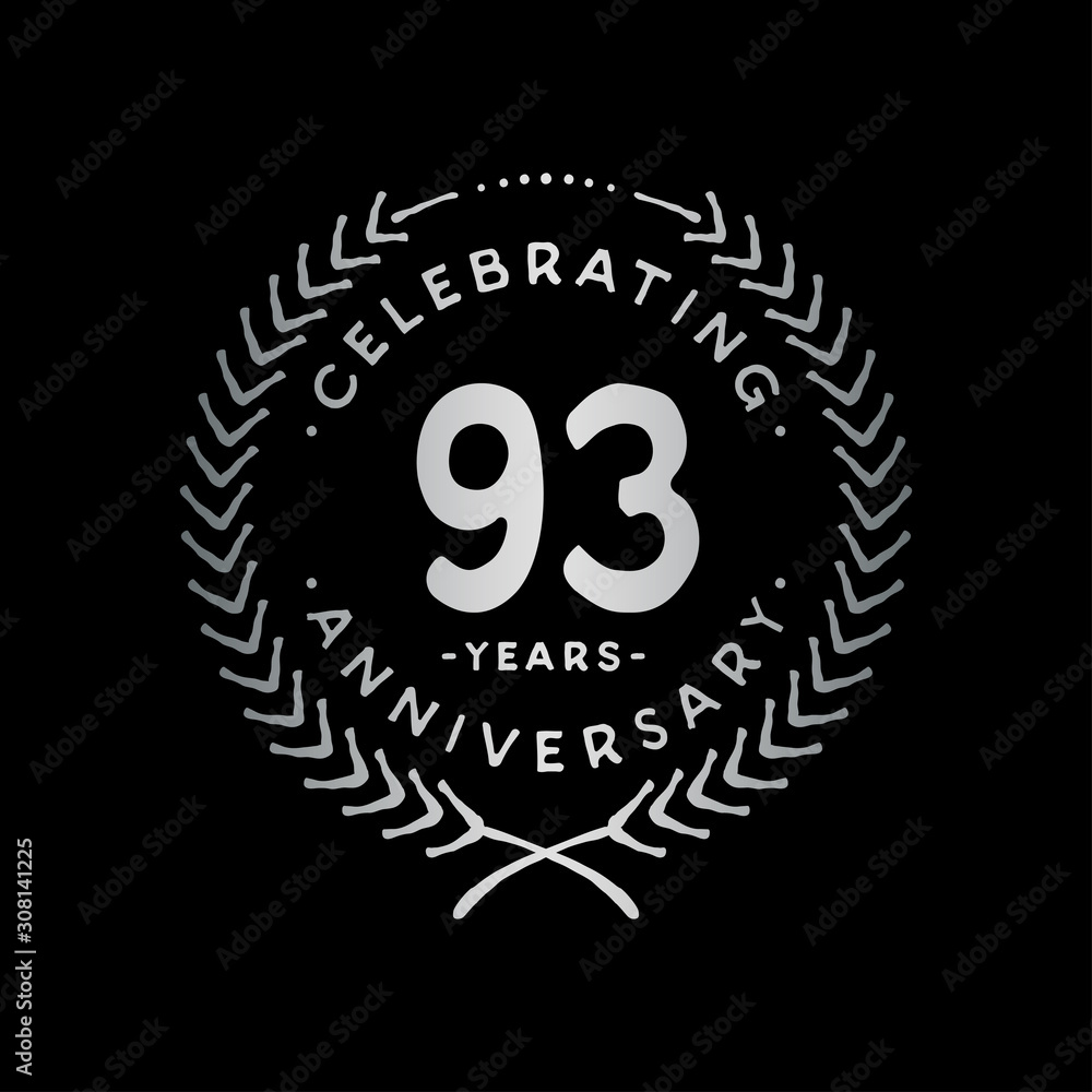 Fototapeta premium 93 years design template. 93rd vector and illustration.