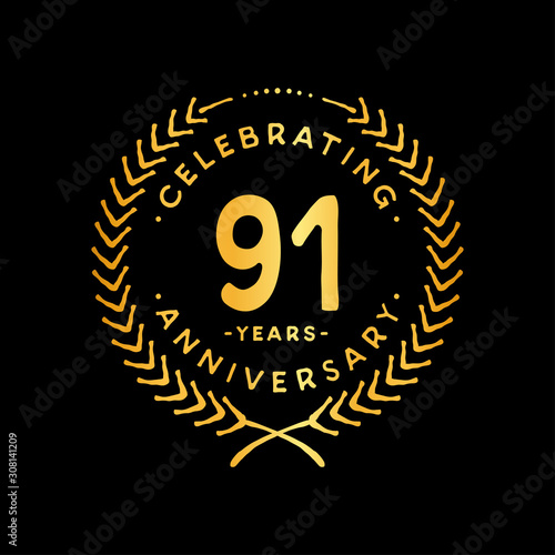 91 years design template. 91st vector and illustration.