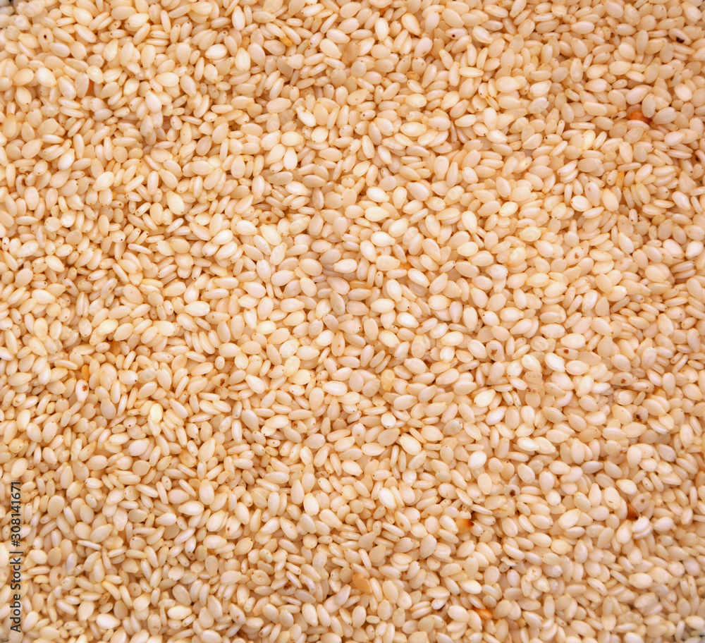 White sesame seeds background White sesame seeds background