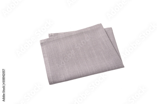 Gray cotton napkin isolated on white background.