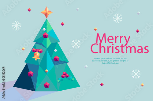 Merry christmas background in polygonal style.Vector