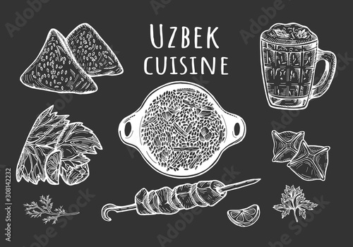 Uzbek cuisine menu.