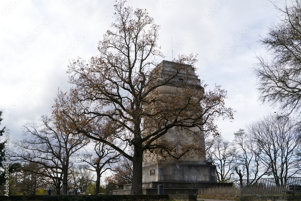 Stuttgart Bismarckturm Monument Tower Column Outdoors Autumn Sunset Blue Skies Famous Landmark Europe Travel Sights Destinations Stuttgart Bismarckturm Monument Tower Column Outdoors Autumn Sunset Blue Skies Famous Landmark Europe Travel Sights Destinations