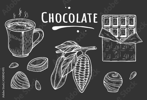 illustration of chocolate on black background