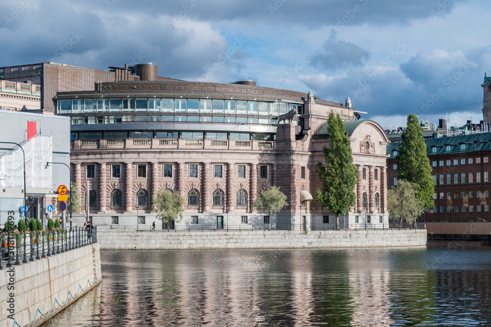 The parliament building (Riksdag) in Stockholm, Sweden.