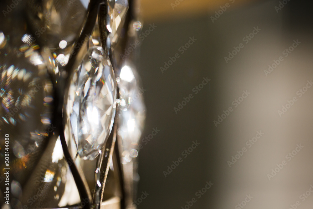 abstract chandelier crystal close up