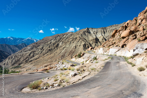 Ladakh, India - Aug 22 2019 - Beautiful scenic view from Between Yangtang and Hemis Shukpachan in Sham Valley, Ladakh, Jammu and Kashmir, India. photo