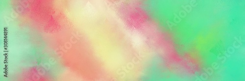 abstract diffuse painted banner background with tan, medium aqua marine and pastel green color. can be used as wallpaper, poster or canvas art