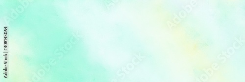 abstract honeydew, pale turquoise and aqua marine colored diffuse painted banner background. can be used as texture, background element or wallpaper