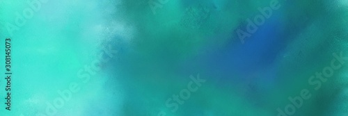 dark cyan, turquoise and teal color painted banner background. diffuse painting can be used as wallpaper, poster or canvas art