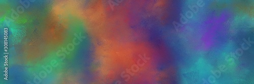 abstract diffuse painted banner background with teal blue, moderate red and pastel brown color. can be used as wallpaper, poster or canvas art