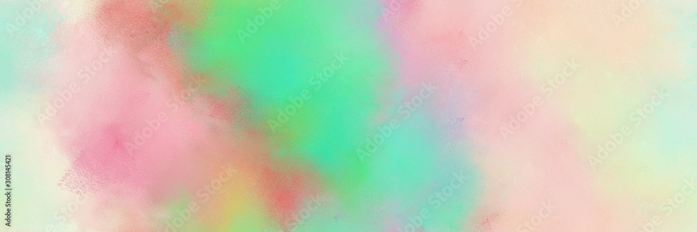 abstract diffuse painted banner background with baby pink, light gray and medium aqua marine color. can be used as texture, background element or wallpaper