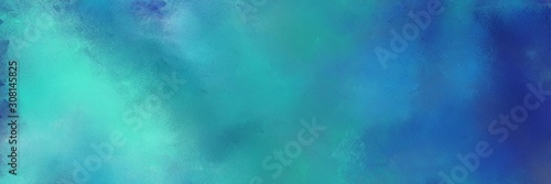 diffuse painted banner texture background with steel blue, light sea green and dark slate blue color. can be used as texture, background element or wallpaper