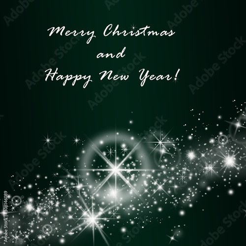 Wallpaper Mural It`s Christmas time! Holiday greetings card with glittering stars, snowflakes and green background. Torontodigital.ca