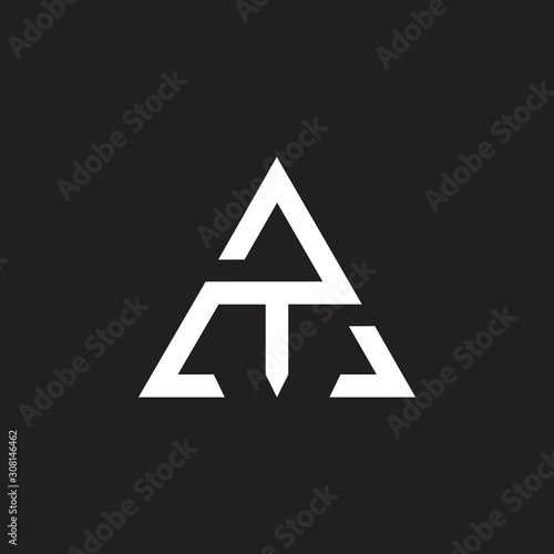 triangle letter t geometric line logo vector