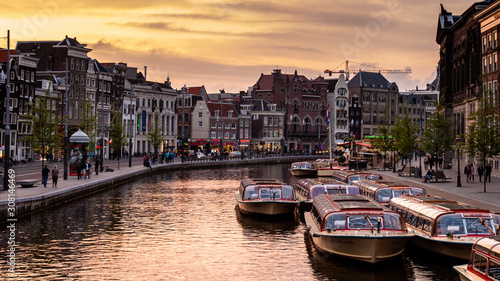 Photography View from the Doelensluis bridge to the Rokin Amsterdam, with on the right the C