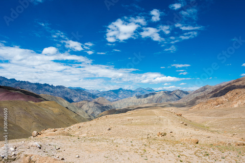 Ladakh, India - Aug 23 2019 - Mebtak La Pass 3840m view from Between Hemis Shukpachan and Tingmosgang (Temisgam) in Sham Valley, Ladakh, Jammu and Kashmir, India.