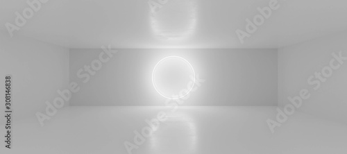 abstract white background architecture glossy room with futuristic lighting 3d render illustration