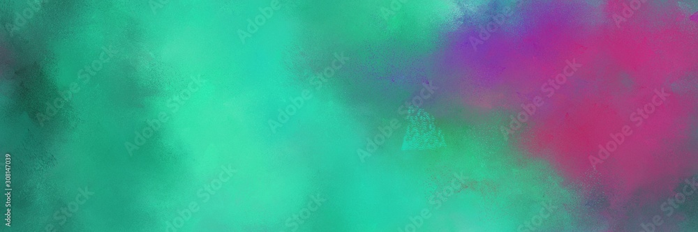 light sea green, antique fuchsia and dim gray color painted banner background. broadly painted backdrop can be used as wallpaper, poster or canvas art