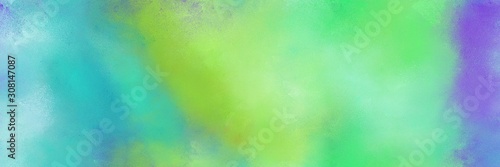 diffuse painted banner texture background with medium aqua marine, yellow green and slate blue color. can be used as texture, background element or wallpaper © Eigens