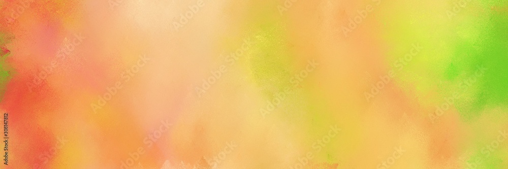 diffuse painted banner texture background with sandy brown, tomato and yellow green color. can be used as texture, background element or wallpaper