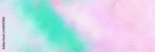 abstract diffuse painted banner background with lavender, medium turquoise and sky blue color. can be used as texture, background element or wallpaper © Eigens