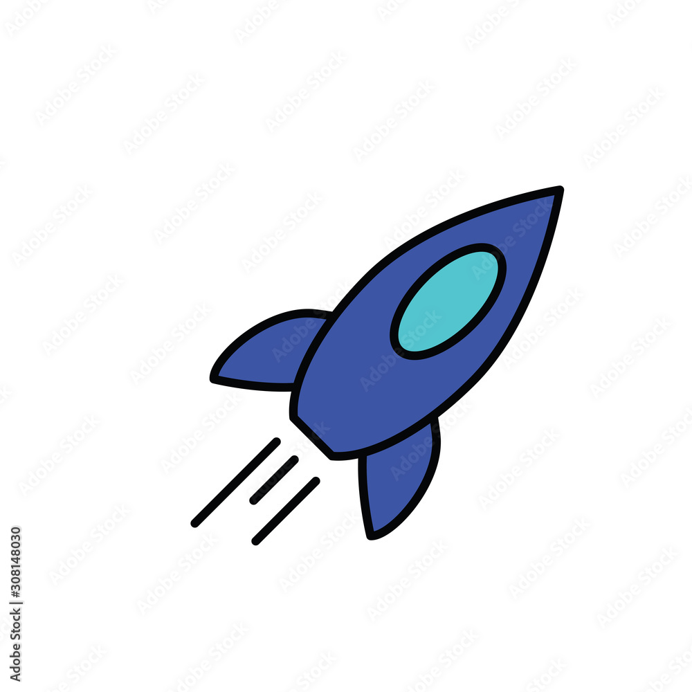 Fototapeta premium rocket icon line design