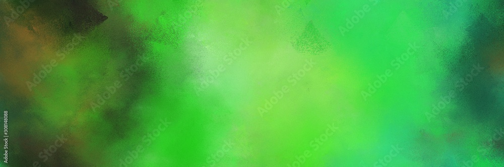 Fototapeta premium moderate green, dark slate gray and lime green color painted banner background. broadly painted backdrop can be used as wallpaper, poster or canvas art