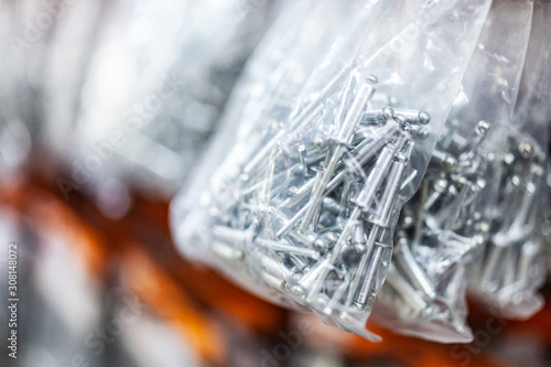 Bag of rivets in hardware store photo