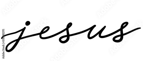 Jesus hand lettering minimalist script in black, vector