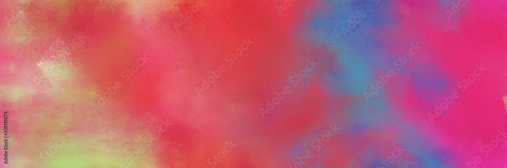 moderate pink, steel blue and tan color painted banner background. diffuse painting can be used as texture, background element or wallpaper