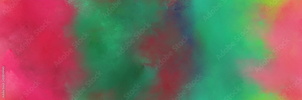 Naklejka premium broadly painted banner texture background with sea green, moderate pink and medium sea green color. can be used as texture, background element or wallpaper