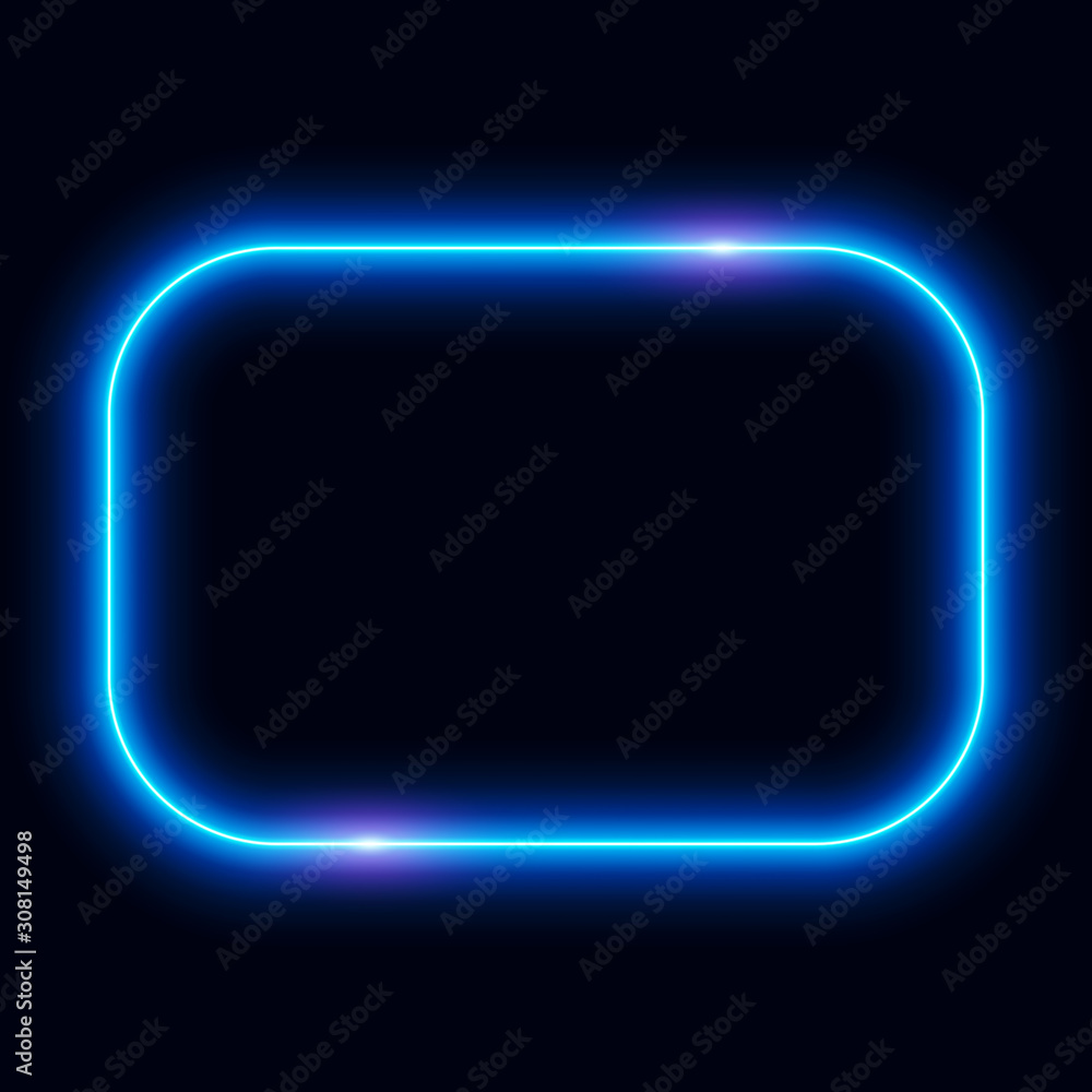 Neon frame, glowing on dark background, vector illustration. Neon frame, glowing on dark background, vector illustration.