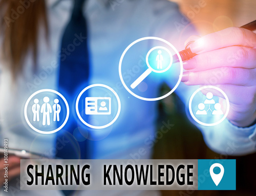 Text sign showing Sharing Knowledge. Business photo text knowledge is exchanged among showing or organizations