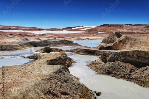 Lovely view over the little termal pools in Bolivia