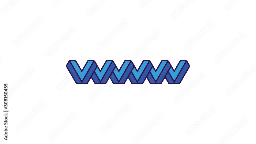 Initial W Lettermark Smooth Rounded Wave Line Initial W Lettermark Smooth Rounded Wave Line
