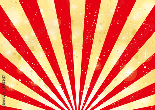 お祝い　赤と金の放射線　背景	