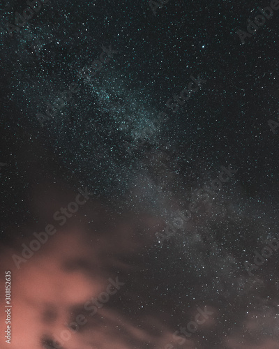 Milky Way with pinky clouds.