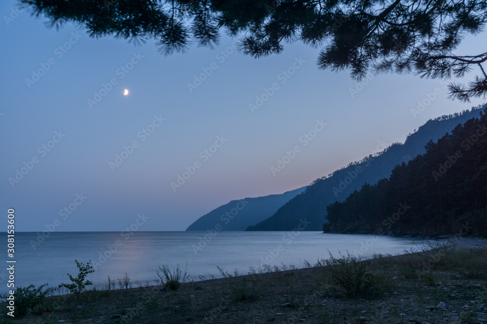Quiet evening on the shore of Lake Baikal