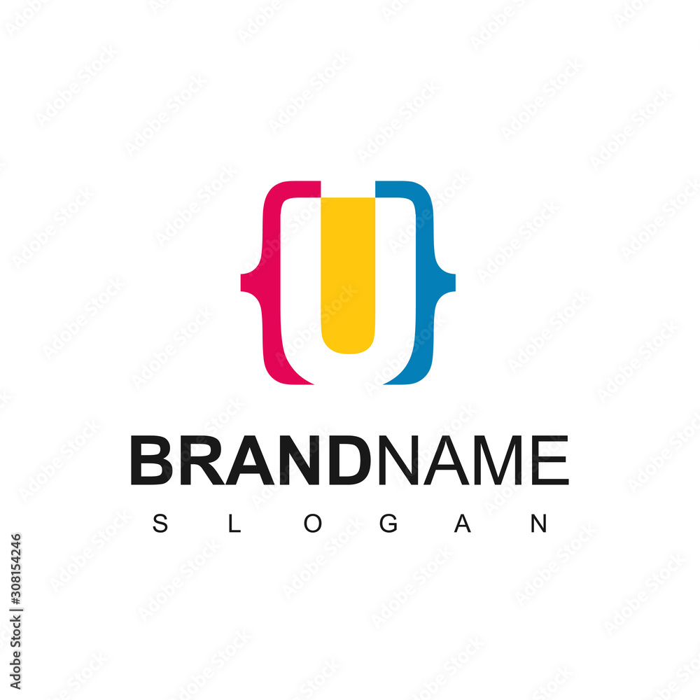 Letter U Programming Code Logo Letter U Programming Code Logo