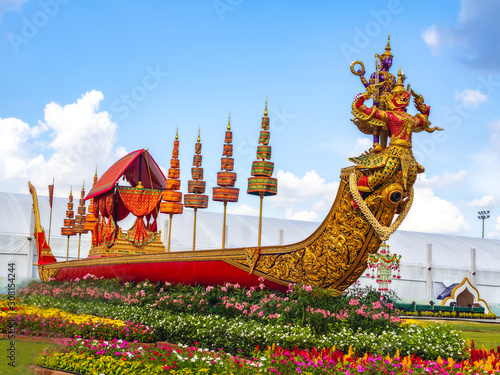 Narai Song Suban Royal Barge on the Flower Garden in Bangkok, Thailand