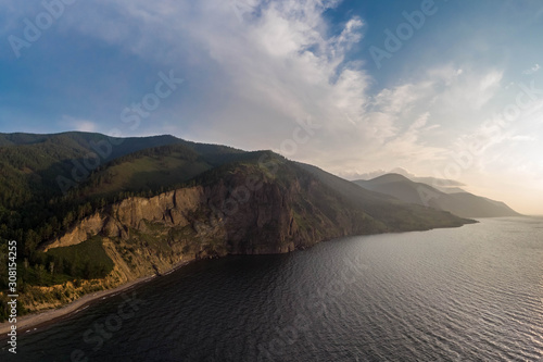 Fototapeta Naklejka Na Ścianę i Meble -  Top view of large rocks on the coast of Lake Baikal