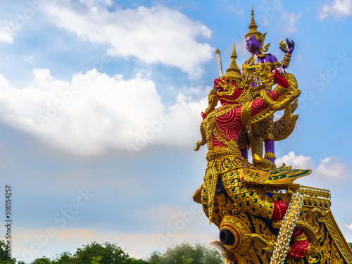 The bow of the Royal Barge Narai Song Suban, the sky background