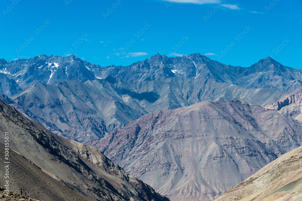 Ladakh, India - Aug 23 2019 - Beautiful scenic view from Between Hemis Shukpachan and Tingmosgang (Temisgam) in Sham Valley, Ladakh, Jammu and Kashmir, India.