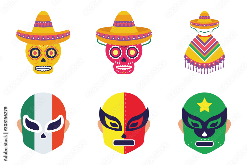 bundle of mexican set icons bundle of mexican set icons