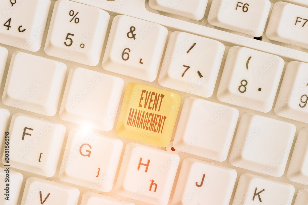 Text sign showing Event Management. Business photo text job of planning and analysisaging large events or conferences Text sign showing Event Management. Business photo text job of planning and analysisaging large events or conferences